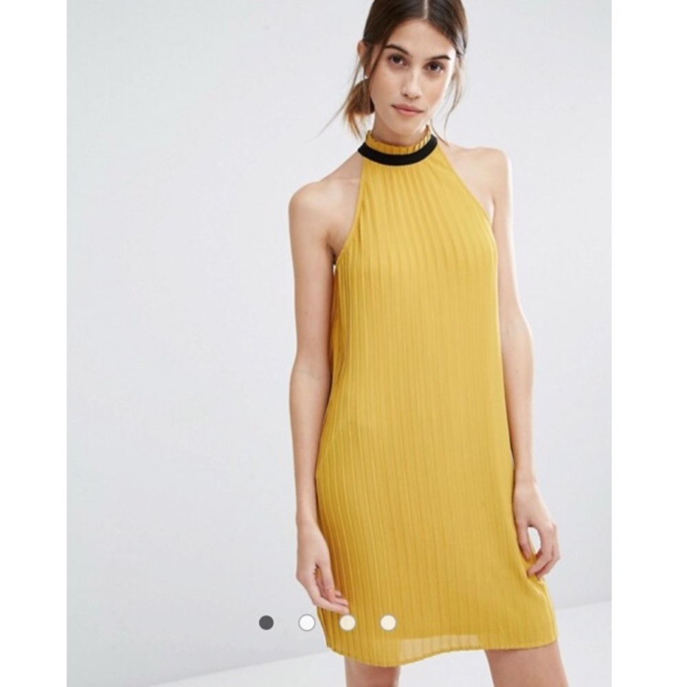 Vero Moda harvest gold pleated swing dress